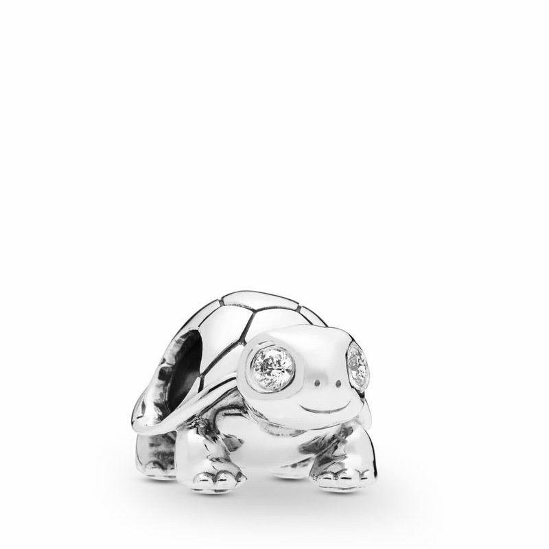 Pandora Bright-eyed Turtle Charm Ireland - Sterling Silver/Cubic Zirconia - 713045FWI